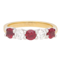 Ruby and Diamond 18ct Yellow Gold Five Stone Ring