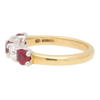 Ruby and Diamond 18ct Yellow Gold Five Stone Ring