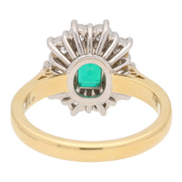 Emerald and Diamond 18ct Yellow and White Gold Rectangular Cluster Ring