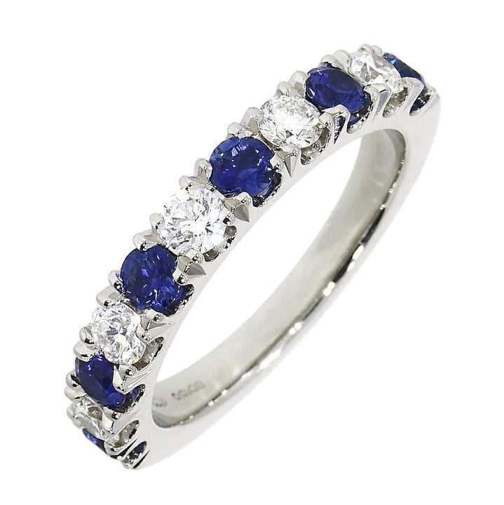 Sapphire and Diamond Castle Claw 18ct White Gold Half Eternity Ring - Michael Jones Jeweller