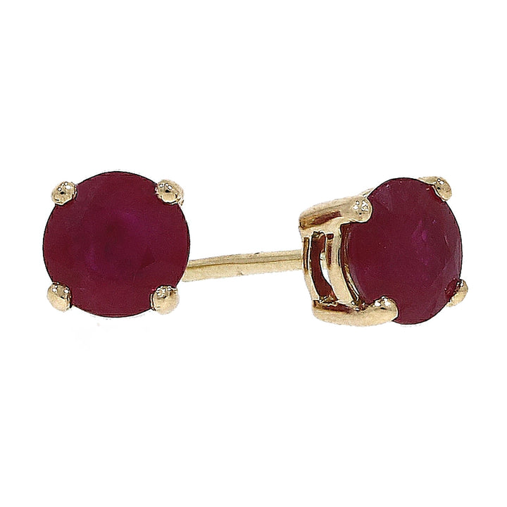 Ruby Round 18ct Yellow Gold Stud Earrings