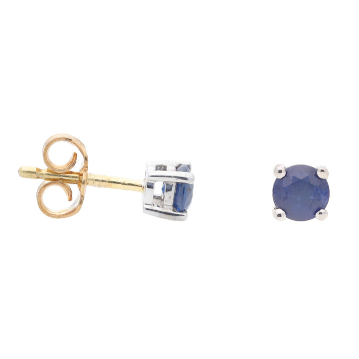 Blue Sapphire 18ct Yellow and White Gold Stud Earrings - Michael Jones Jeweller