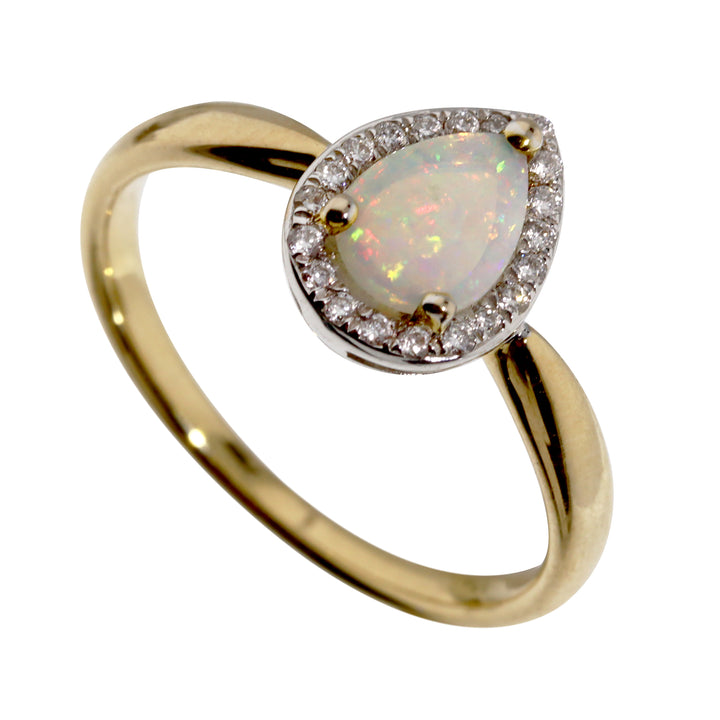 Opal and Diamond 18ct Yellow Gold Cluster Ring