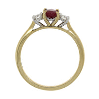 Ruby and Diamond 18ct Yellow Gold Three Stone Ring - Michael Jones Jeweller