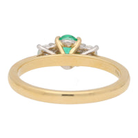 Emerald and Diamond 18ct Yellow Gold Oval Three Stone Ring - Michael Jones Jeweller