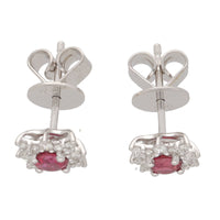 Ruby and Diamond 18ct White Gold Star Cluster Earrings