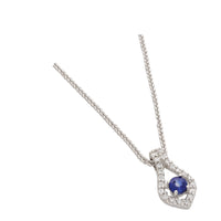Sapphire and Diamond 18ct White Gold Leaf Pendant - Michael Jones Jeweller