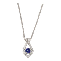 Sapphire and Diamond 18ct White Gold Leaf Pendant - Michael Jones Jeweller