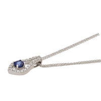 Sapphire and Diamond 18ct White Gold Leaf Pendant - Michael Jones Jeweller