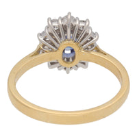 Sapphire and Diamond 18ct Yellow Gold Oval Cluster Ring - Michael Jones Jeweller