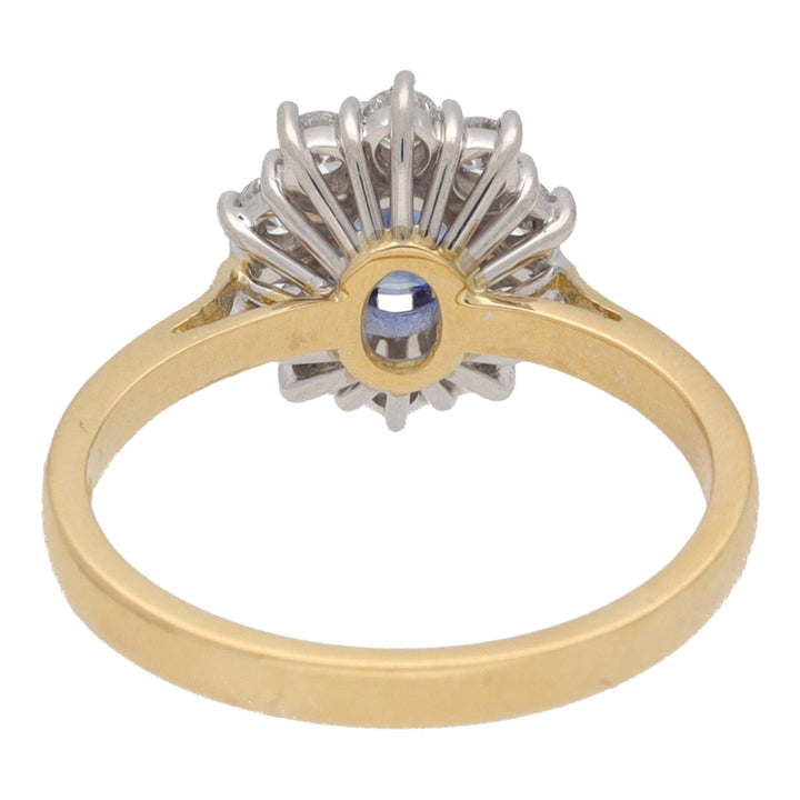 Sapphire and Diamond 18ct Yellow Gold Oval Cluster Ring - Michael Jones Jeweller