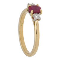 Ruby and Diamond Oval Three Stone 18ct Yellow Gold Ring - Michael Jones Jeweller