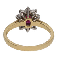 Ruby and Diamond 18ct Yellow Gold Oval Cluster Ring - Michael Jones Jeweller