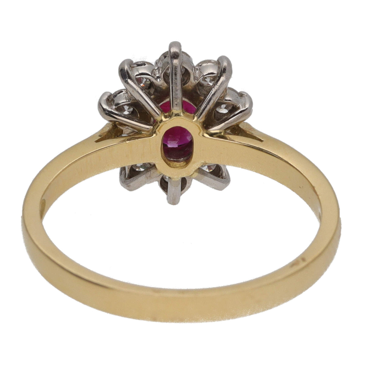 Ruby and Diamond 18ct Yellow Gold Oval Cluster Ring - Michael Jones Jeweller