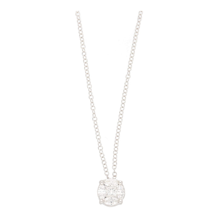 Diamond Princess and Marquise 0.45ct 18ct White Gold Cluster Pendant - Michael Jones Jeweller