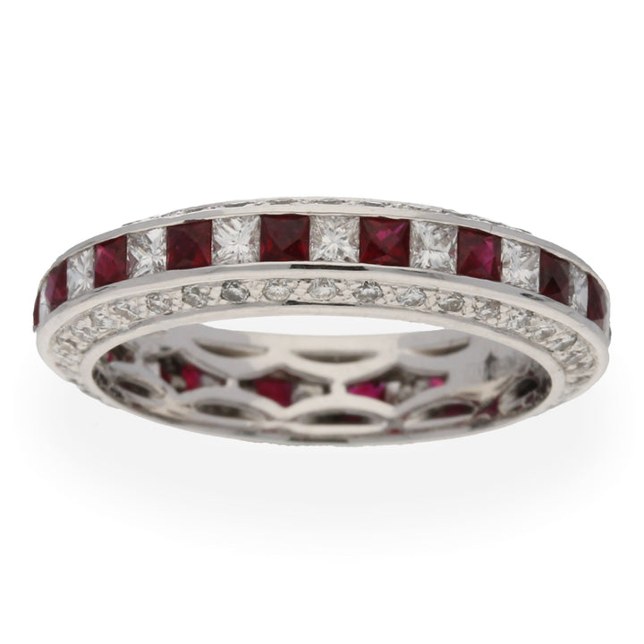 Diamond and Ruby 18ct White Gold Full Eternity Ring