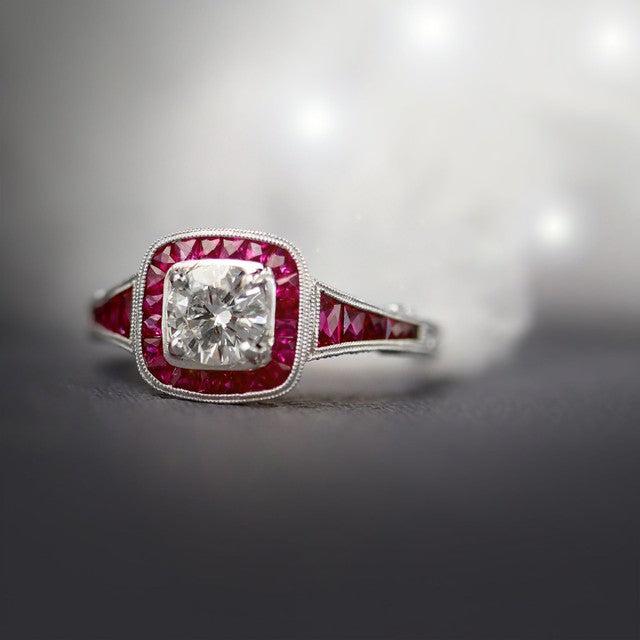 Diamond and Ruby Platinum Ring - Michael Jones Jeweller