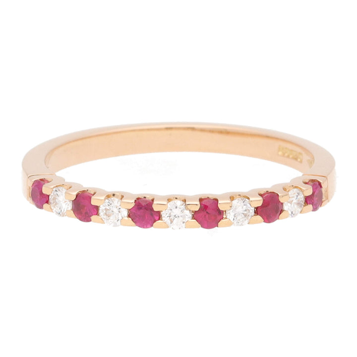 Ruby and Diamond 18ct Rose Gold Half Eternity Ring