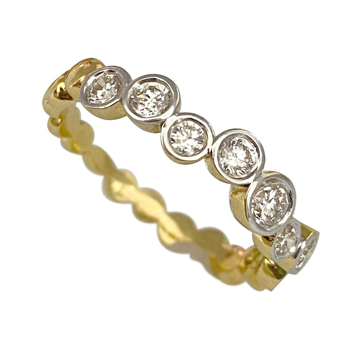 Diamond Set 18ct Yellow Gold Bubble Ring