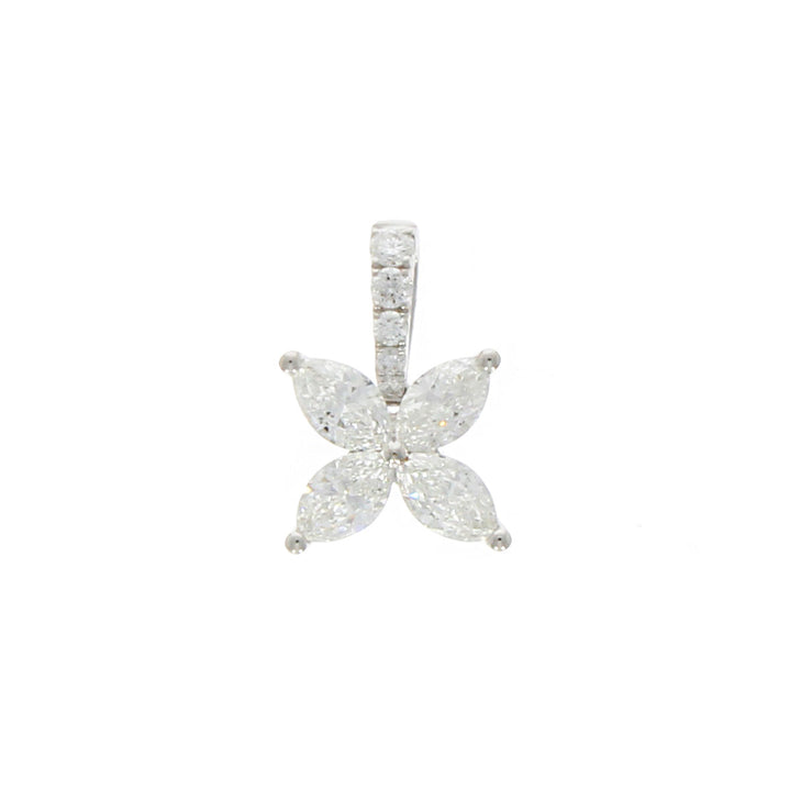 Diamond Marquise 18ct White Gold Flower Pendant