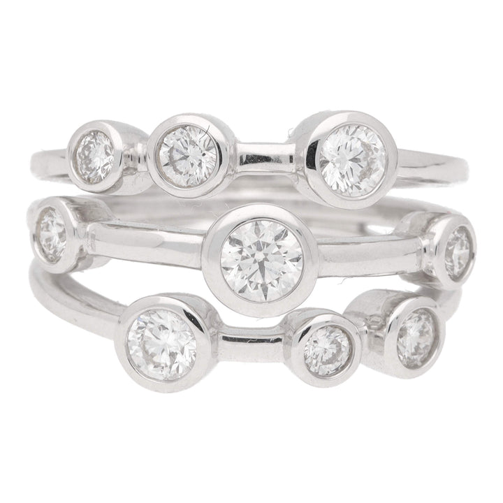 Diamond 0.98ct Three Strand 18ct White Gold Ring - Michael Jones Jeweller