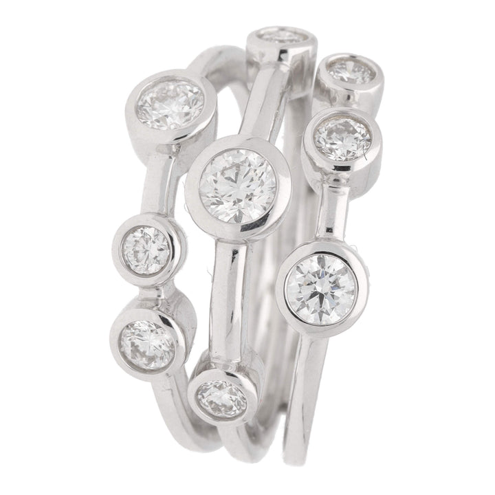 Diamond 0.98ct Three Strand 18ct White Gold Ring - Michael Jones Jeweller