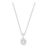 Aquamarine and Diamond 18ct White Gold Cluster Pendant - Michael Jones Jeweller