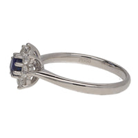 Blue Sapphire and Diamond 18ct White Gold Circular Cluster Ring