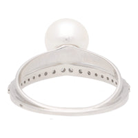 Akoya Pearl and Diamond 18ct White Gold Double Band Ring - Michael Jones Jeweller