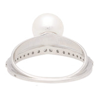 Akoya Pearl and Diamond 18ct White Gold Double Band Ring