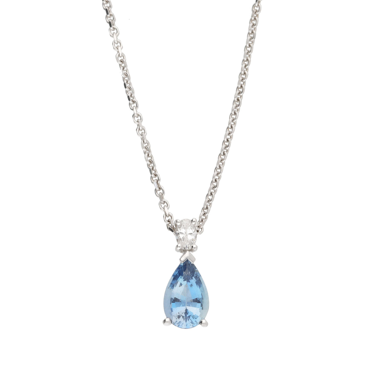 Aquamarine and Diamond 18ct White Gold Pendant - Michael Jones Jeweller