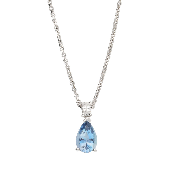 Aquamarine and Diamond 18ct White Gold Pendant