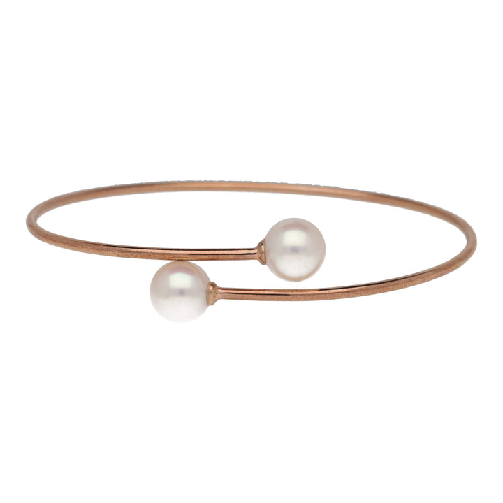 Cultured Pearl 9ct Rose Gold Sprung Bangle