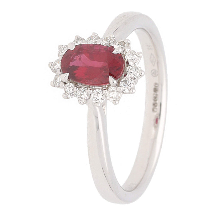 Ruby and Diamond 18ct White Gold Cluster Ring - Michael Jones Jeweller
