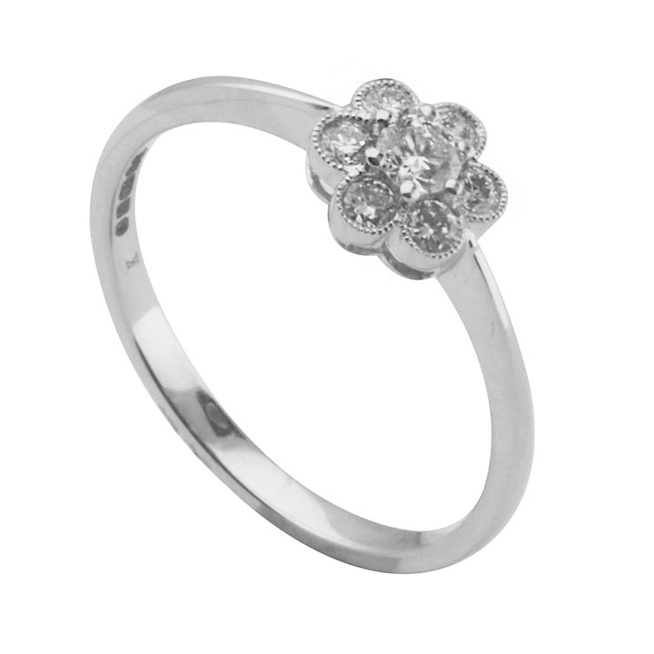 Diamond 18ct White Gold Flower Cluster Ring