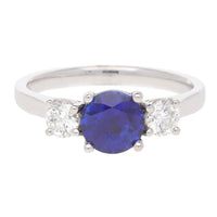 Sapphire and Diamond Three Stone 18ct Yellow Gold Ring