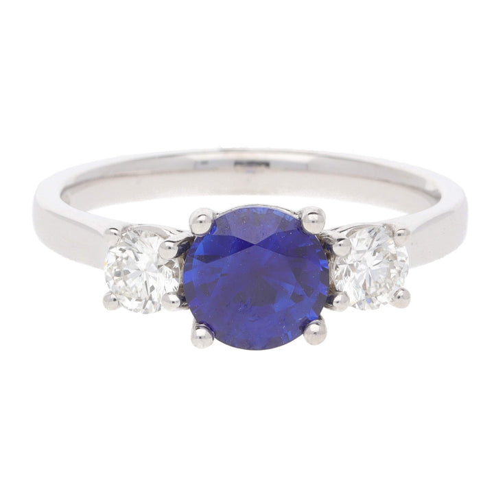 Sapphire and Diamond Three Stone 18ct Yellow Gold Ring - Michael Jones Jeweller