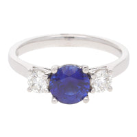 Sapphire and Diamond Three Stone 18ct Yellow Gold Ring - Michael Jones Jeweller