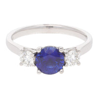 Sapphire and Diamond Three Stone 18ct Yellow Gold Ring