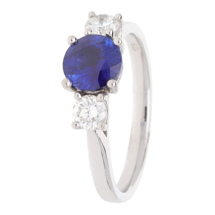 Sapphire and Diamond Three Stone 18ct Yellow Gold Ring