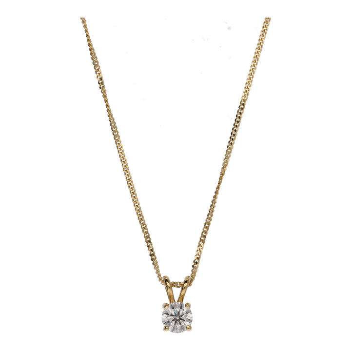 Diamond Single Stone 0.50ct 18ct Yellow Gold Pendant - Michael Jones Jeweller