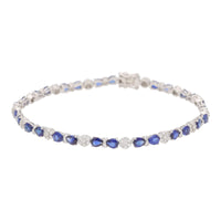 Sapphire and Diamond 18ct White Gold Cluster Bracelet - Michael Jones Jeweller