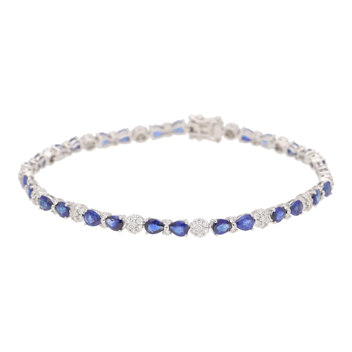 Sapphire and Diamond 18ct White Gold Cluster Bracelet - Michael Jones Jeweller