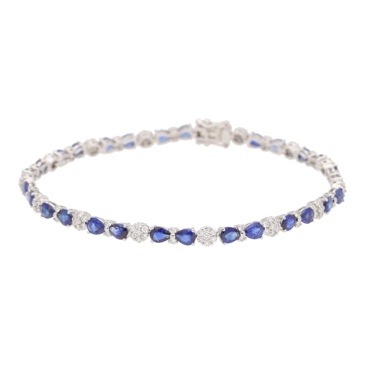 Sapphire and Diamond 18ct White Gold Cluster Bracelet