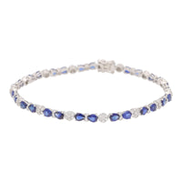 Sapphire and Diamond 18ct White Gold Cluster Bracelet