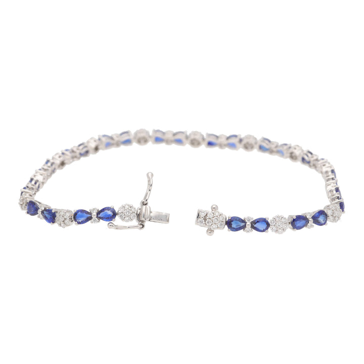 Sapphire and Diamond 18ct White Gold Cluster Bracelet