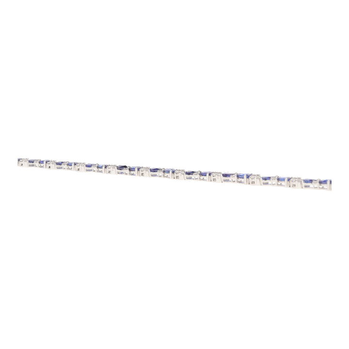 Sapphire and Diamond 18ct White Gold Cluster Bracelet - Michael Jones Jeweller