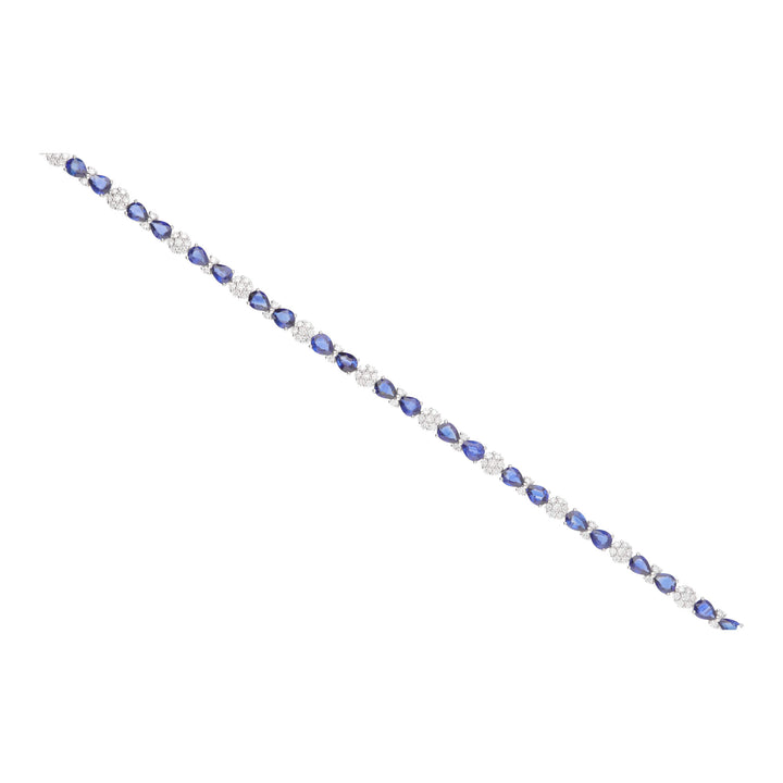 Sapphire and Diamond 18ct White Gold Cluster Bracelet - Michael Jones Jeweller