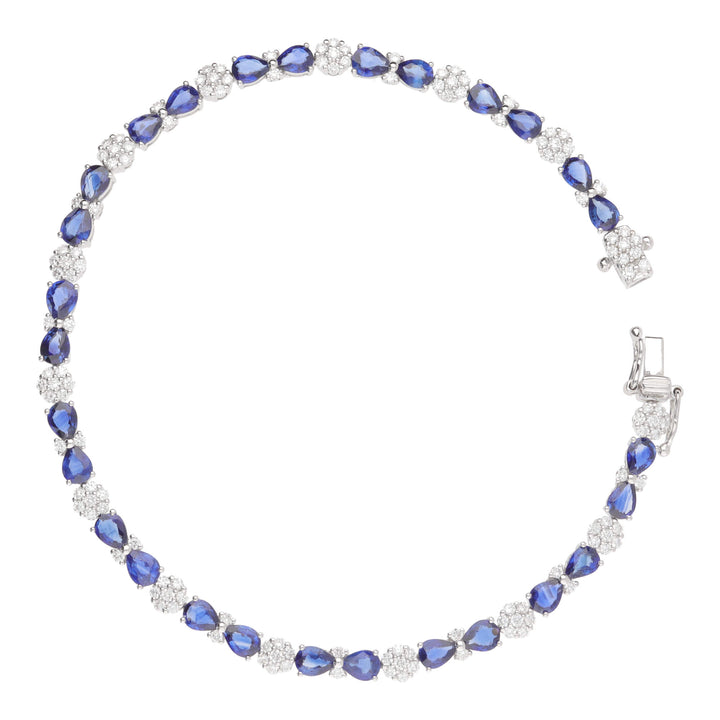 Sapphire and Diamond 18ct White Gold Cluster Bracelet