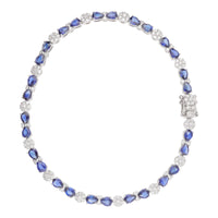 Sapphire and Diamond 18ct White Gold Cluster Bracelet